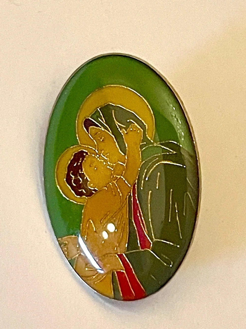 Set of 2 vintage Madonna and Child  authentic religious pins from Betlehem
